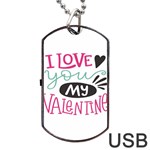 I Love You My Valentine (white) Our Two Hearts Pattern (white) Dog Tag USB Flash (Two Sides) Front