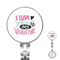 I Love You My Valentine (white) Our Two Hearts Pattern (white) Stainless Steel Nurses Watch