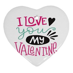 I Love You My Valentine (white) Our Two Hearts Pattern (white) Heart Ornament (two Sides) by FashionFling