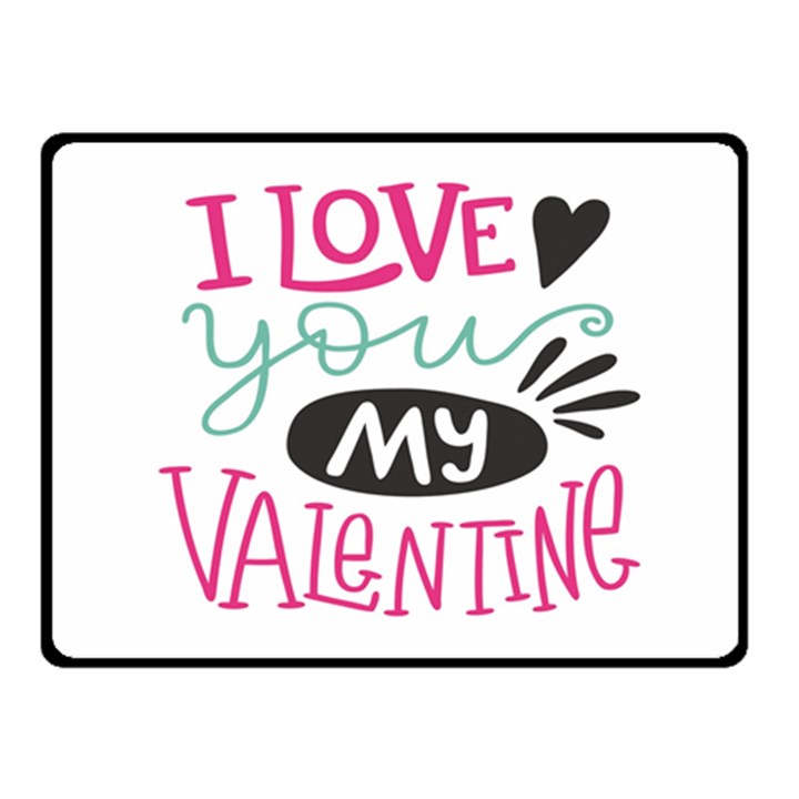 I Love You My Valentine (white) Our Two Hearts Pattern (white) Fleece Blanket (Small)