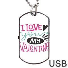 I Love You My Valentine (white) Our Two Hearts Pattern (white) Dog Tag Usb Flash (two Sides)