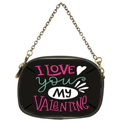  I Love You My Valentine / Our Two Hearts Pattern (black) Chain Purses (two Sides)  by FashionFling