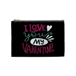  I Love You My Valentine / Our Two Hearts Pattern (black) Cosmetic Bag (Medium)  Front