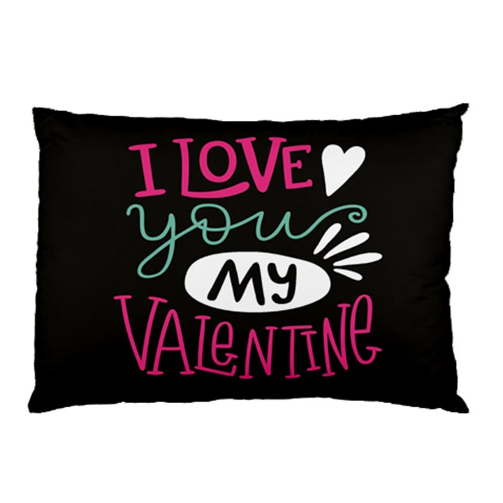  I Love You My Valentine / Our Two Hearts Pattern (black) Pillow Case (Two Sides)