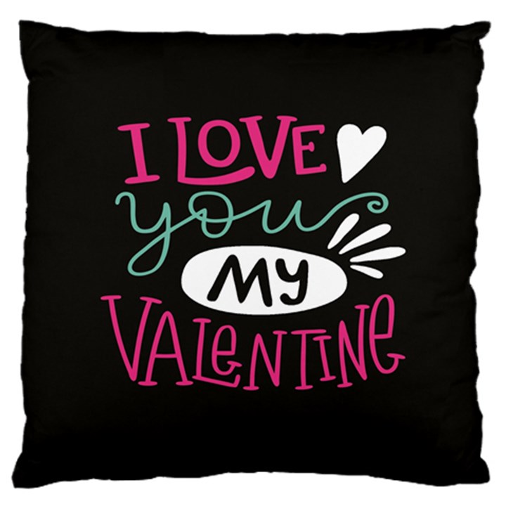  I Love You My Valentine / Our Two Hearts Pattern (black) Large Cushion Case (Two Sides)