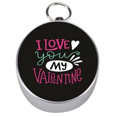  I Love You My Valentine / Our Two Hearts Pattern (black) Silver Compasses by FashionFling