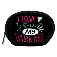  I Love You My Valentine / Our Two Hearts Pattern (black) Accessory Pouches (medium) 