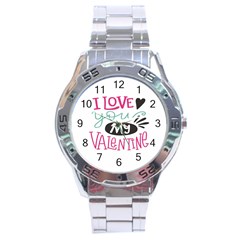 I Love You My Valentine / Our Two Hearts Pattern (white) Stainless Steel Analogue Watch by FashionFling