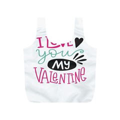 I Love You My Valentine / Our Two Hearts Pattern (white) Full Print Recycle Bags (s)  by FashionFling