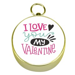 I Love You My Valentine / Our Two Hearts Pattern (white) Gold Compasses by FashionFling