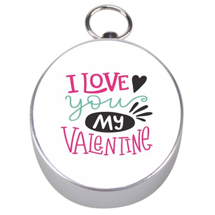 I Love You My Valentine / Our Two Hearts Pattern (white) Silver Compasses