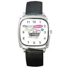 My Every Moment Spent With You Is Diamond To Me / Diamonds Hearts Lips Pattern (white) Square Metal Watch by FashionFling