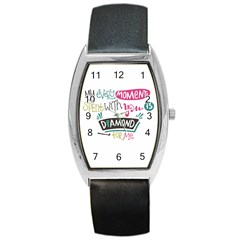 My Every Moment Spent With You Is Diamond To Me / Diamonds Hearts Lips Pattern (white) Barrel Style Metal Watch by FashionFling