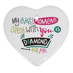 My Every Moment Spent With You Is Diamond To Me / Diamonds Hearts Lips Pattern (white) Heart Ornament (two Sides)