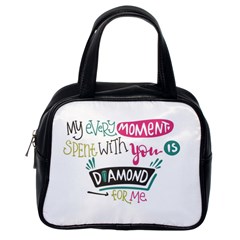 My Every Moment Spent With You Is Diamond To Me / Diamonds Hearts Lips Pattern (white) Classic Handbags (one Side) by FashionFling