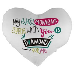 My Every Moment Spent With You Is Diamond To Me / Diamonds Hearts Lips Pattern (white) Large 19  Premium Heart Shape Cushions by FashionFling