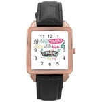 My Every Moment Spent With You Is Diamond To Me / Diamonds Hearts Lips Pattern (white) Rose Gold Leather Watch  Front