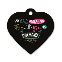 My Every Moment Spent With You Is Diamond To Me / Diamonds Hearts Lips Pattern (black) Dog Tag Heart (one Side) by FashionFling