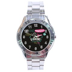 My Every Moment Spent With You Is Diamond To Me / Diamonds Hearts Lips Pattern (black) Stainless Steel Analogue Watch by FashionFling