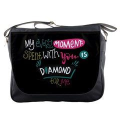 My Every Moment Spent With You Is Diamond To Me / Diamonds Hearts Lips Pattern (black) Messenger Bags by FashionFling