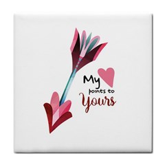 My Heart Points To Yours / Pink And Blue Cupid s Arrows (white) Tile Coasters by FashionFling