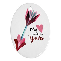 My Heart Points To Yours / Pink And Blue Cupid s Arrows (white) Ornament (oval)