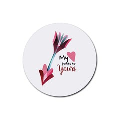My Heart Points To Yours / Pink And Blue Cupid s Arrows (white) Rubber Coaster (round)  by FashionFling