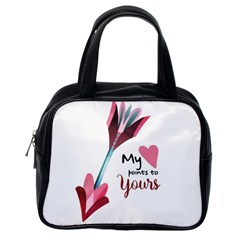 My Heart Points To Yours / Pink And Blue Cupid s Arrows (white) Classic Handbags (one Side) by FashionFling