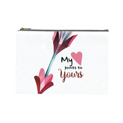 My Heart Points To Yours / Pink And Blue Cupid s Arrows (white) Cosmetic Bag (large)  by FashionFling