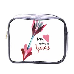 My Heart Points To Yours / Pink And Blue Cupid s Arrows (white) Mini Toiletries Bags by FashionFling