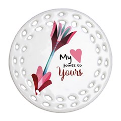 My Heart Points To Yours / Pink And Blue Cupid s Arrows (white) Round Filigree Ornament (two Sides) by FashionFling