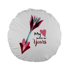 My Heart Points To Yours / Pink And Blue Cupid s Arrows (white) Standard 15  Premium Flano Round Cushions by FashionFling
