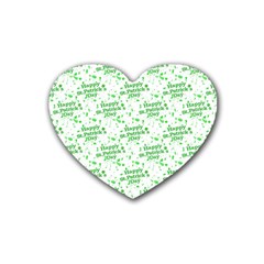 Saint Patrick Motif Pattern Rubber Coaster (heart)  by dflcprints