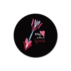 My Heart Points To Yours / Pink And Blue Cupid s Arrows (black) Rubber Round Coaster (4 Pack)  by FashionFling