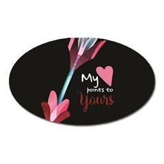 My Heart Points To Yours / Pink And Blue Cupid s Arrows (black) Oval Magnet by FashionFling