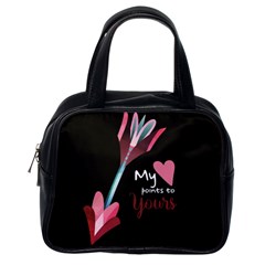 My Heart Points To Yours / Pink And Blue Cupid s Arrows (black) Classic Handbags (one Side) by FashionFling