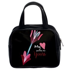 My Heart Points To Yours / Pink And Blue Cupid s Arrows (black) Classic Handbags (2 Sides) by FashionFling