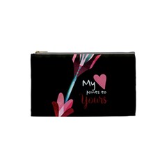 My Heart Points To Yours / Pink And Blue Cupid s Arrows (black) Cosmetic Bag (small)  by FashionFling