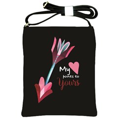 My Heart Points To Yours / Pink And Blue Cupid s Arrows (black) Shoulder Sling Bags by FashionFling