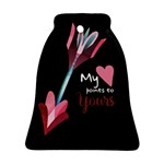 My Heart Points To Yours / Pink and Blue Cupid s Arrows (black) Bell Ornament (Two Sides) Front