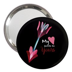 My Heart Points To Yours / Pink And Blue Cupid s Arrows (black) 3  Handbag Mirrors by FashionFling