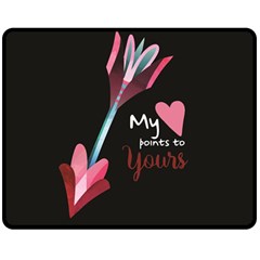 My Heart Points To Yours / Pink And Blue Cupid s Arrows (black) Double Sided Fleece Blanket (medium)  by FashionFling