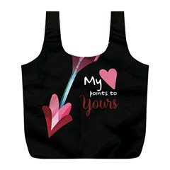 My Heart Points To Yours / Pink And Blue Cupid s Arrows (black) Full Print Recycle Bags (l)  by FashionFling
