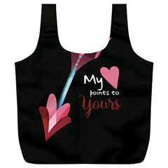 My Heart Points To Yours / Pink And Blue Cupid s Arrows (black) Full Print Recycle Bags (l)  by FashionFling