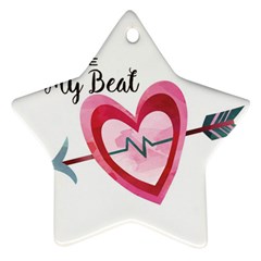 You Are My Beat / Pink And Teal Hearts Pattern (white)  Ornament (star) by FashionFling