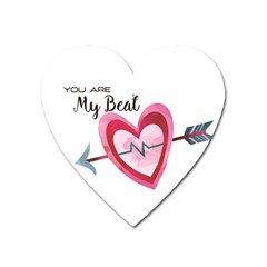 You Are My Beat / Pink And Teal Hearts Pattern (white)  Heart Magnet by FashionFling