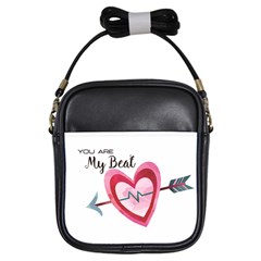 You Are My Beat / Pink And Teal Hearts Pattern (white)  Girls Sling Bags