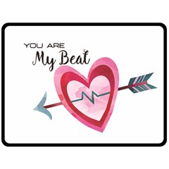 You Are My Beat / Pink And Teal Hearts Pattern (white)  Fleece Blanket (large)  by FashionFling