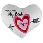 You Are My Beat / Pink And Teal Hearts Pattern (white)  Large 19  Premium Heart Shape Cushions Front