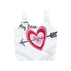 You Are My Beat / Pink And Teal Hearts Pattern (white)  Full Print Recycle Bags (s)  by FashionFling